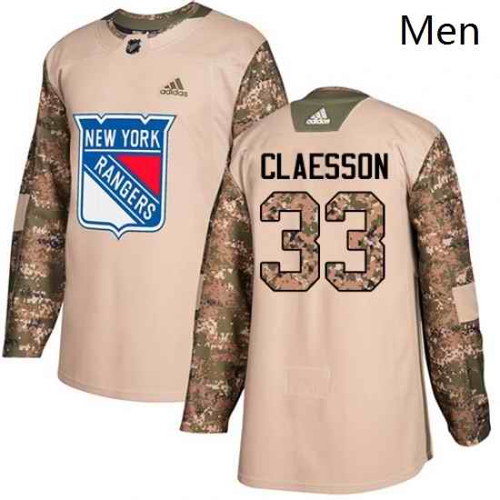 Mens Adidas New York Rangers 33 Fredrik Claesson Authentic Camo Veterans Day Practice NHL Jersey